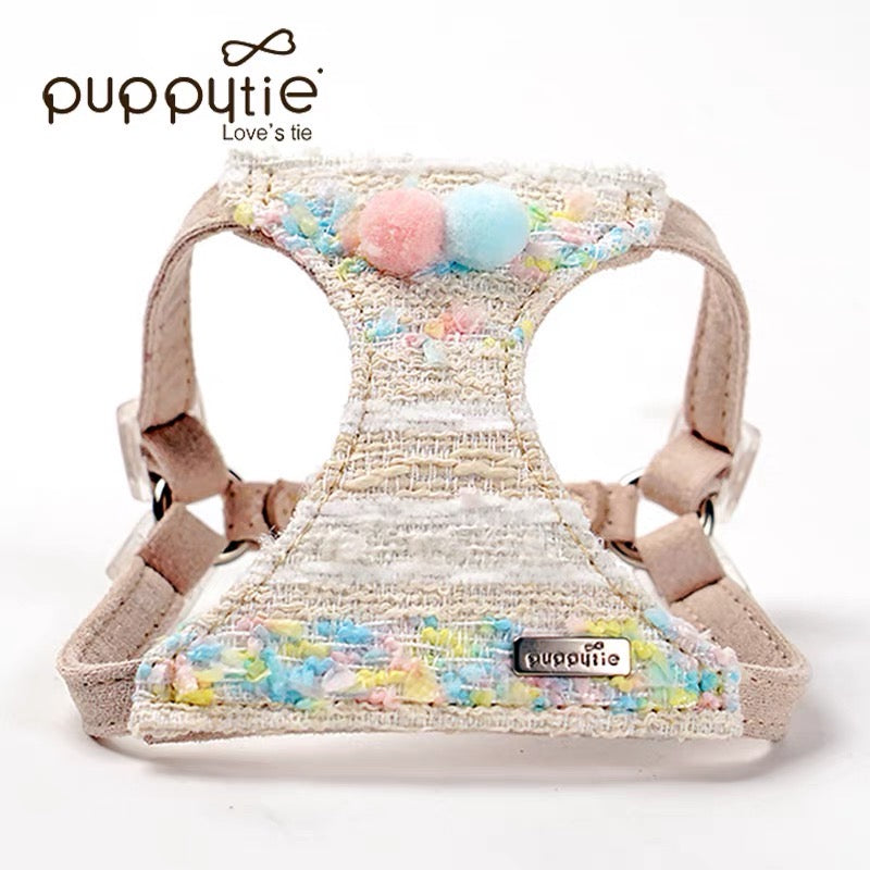 Puppytie 犬用リード 小型犬外出用ハーネス 秋冬限定 | Tweed Dog & Cat Harness – Adjustable No-Pull Vest for Small Pets, Autumn/Winter Collection