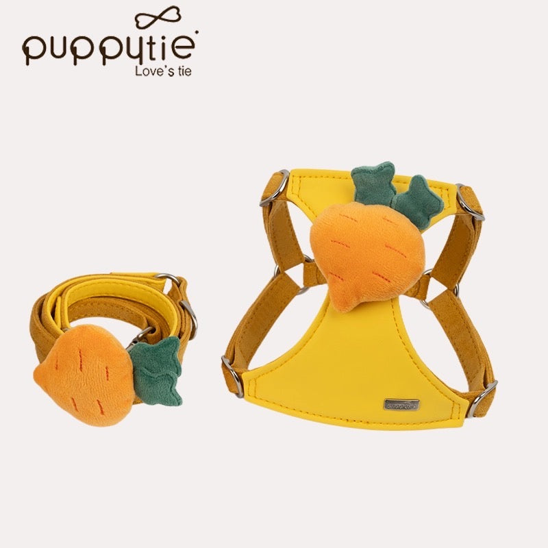 Puppytie ペット用ぬいぐるみフルーツハーネス&リードセット – 猫犬兼用のかわいいベスト型胸当てハーネス| Plushruit Pet Harness and Leash Set – Cute Vest-Style Chest Harness for Cats and Dogs