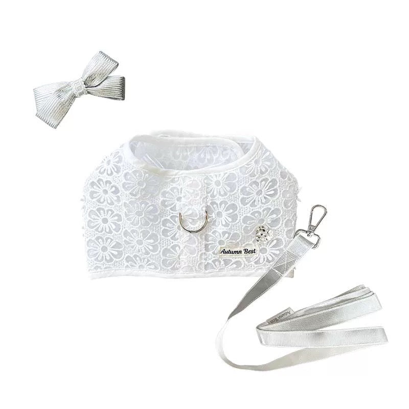Autumn Bless デイジーレース&ストライプリボンハーネス(取り外しリボン付き)|Daisy Lace & Stripe Ribbon Harness with Removable Bow