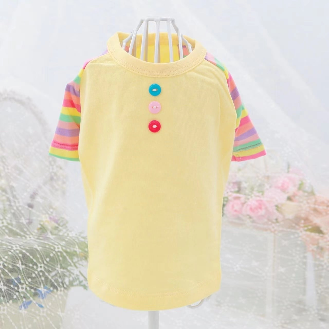TaniWina Pet Clothing Contrast Color Rainbow Dog Shirt Pet Clothes for Small Dog