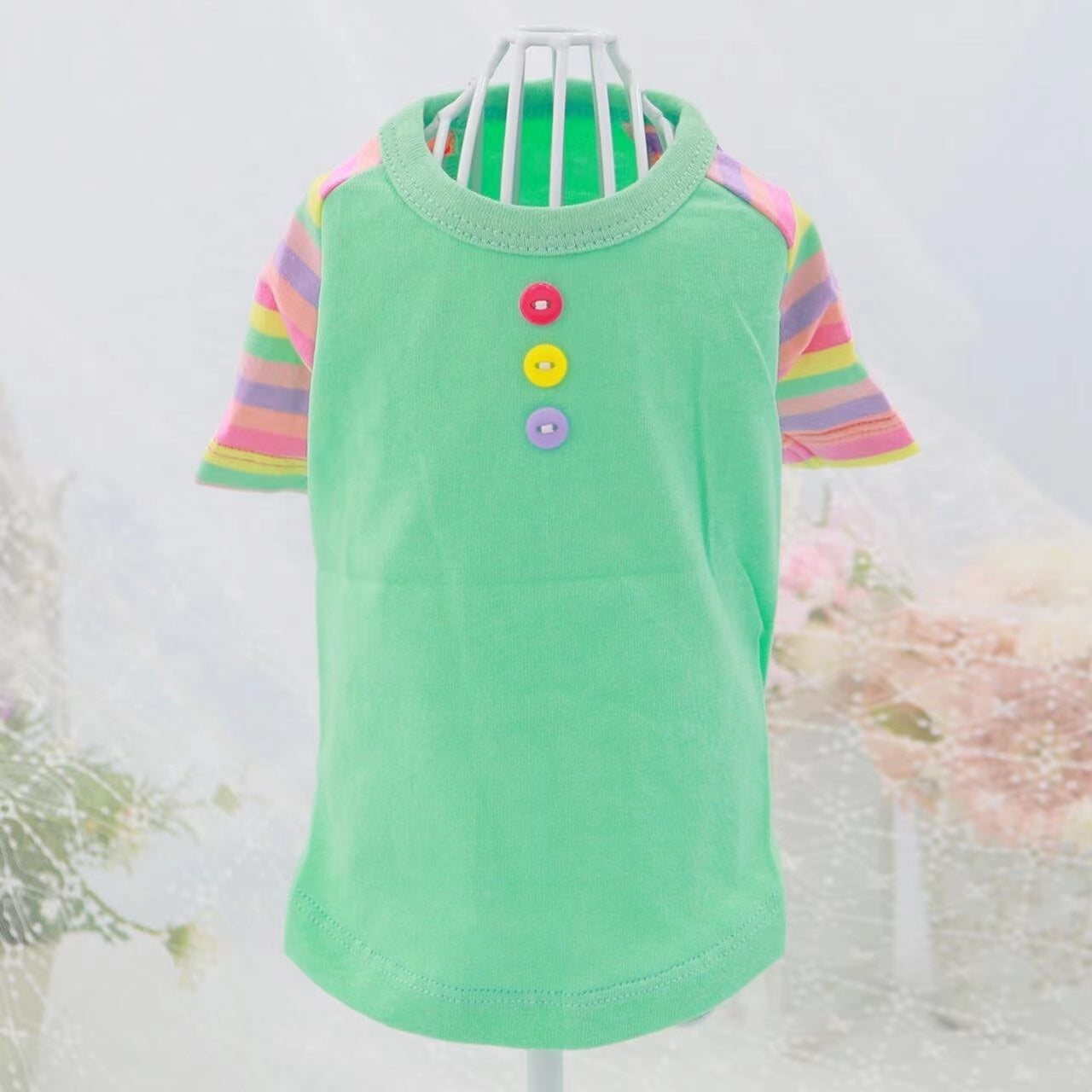 TaniWina Pet Clothing Contrast Color Rainbow Dog Shirt Pet Clothes for Small Dog