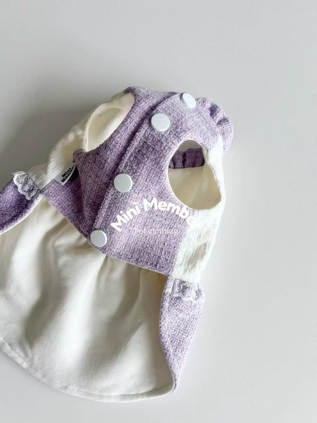 미니 멤버 라일락 그레이스 레이스 자수 드레스