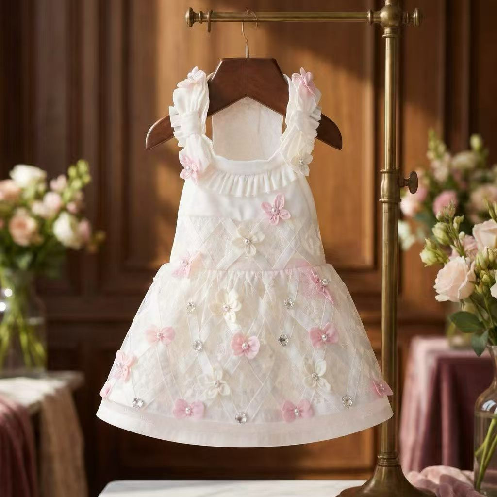 Elsamilu Blossom Ribbon Lace Dress – White Edition
