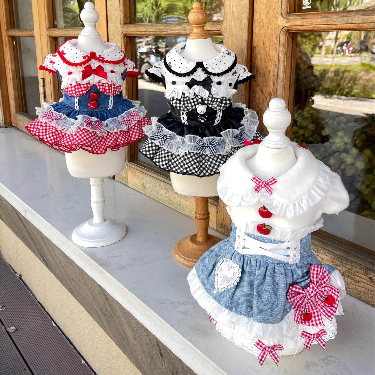 FancyHouse Mimiポム🍎&Mimiベア🧸 ドールスタイルチェックワンピース