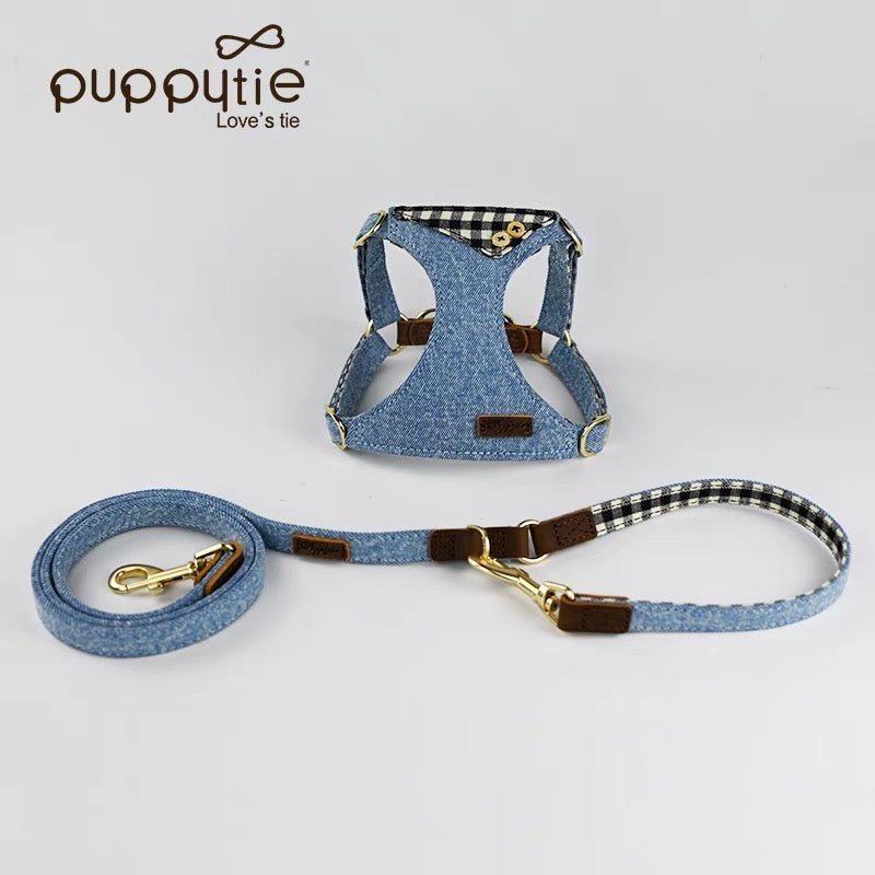 Puppytie Dog Leash Vest 스타일 하네스, 작은 개를위한 조절 가능한 애완 동물 가죽 끈, 테디, 귀여운 애완 동물 용품