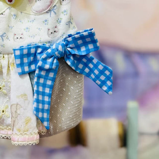 Elsamilu Patchwork Kitty Garden Dress-Blue