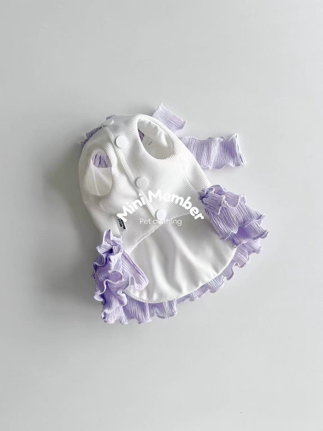 ミニメンバーラベンダーフリル - 紫色のプリーツペットドレス