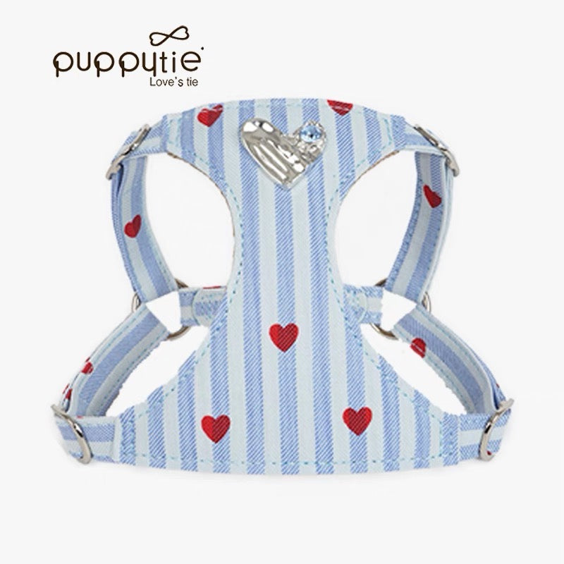 子犬のかわいい子犬のハーネス&リーシュセット - 安全リフレクターを備えた小さな犬用の通気性ベストスタイルのウォーキングギア