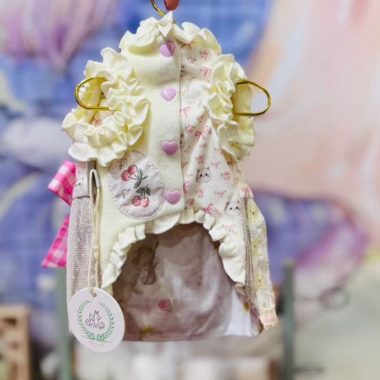 Elsamilu Patchwork Kitty Garden Dress-Pink