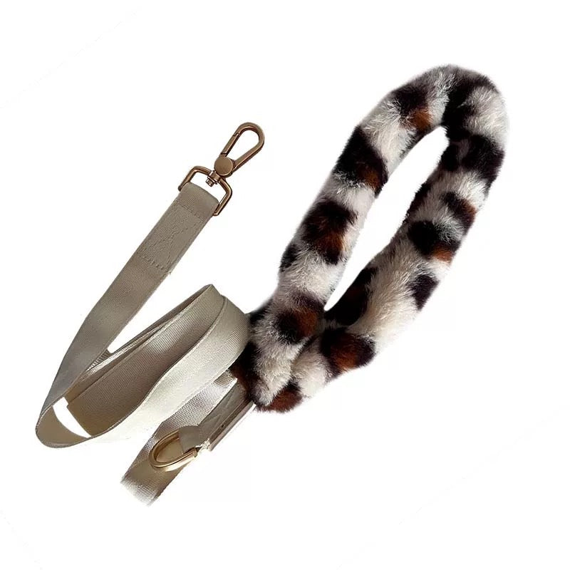 Autumn Bless Leopard Print Plush Handle Leash