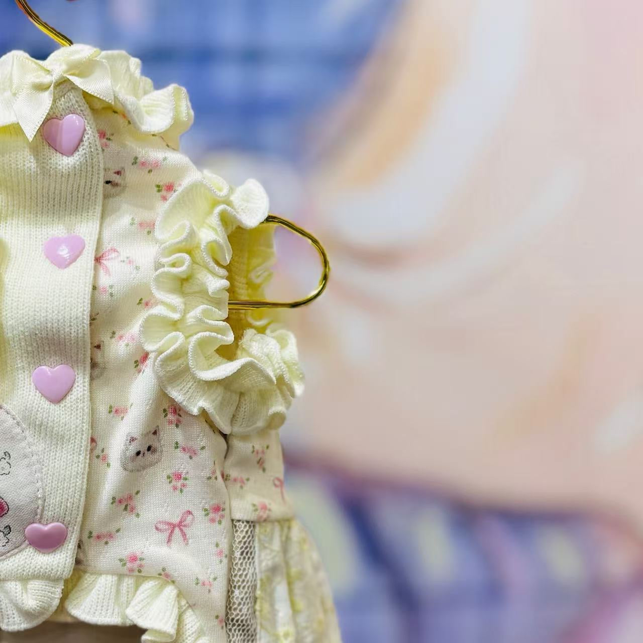 Elsamilu Patchwork Kitty Garden Dress-Baby Pink