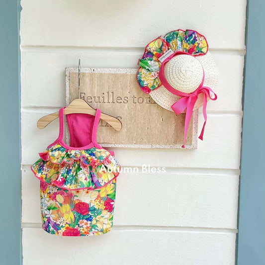 Autumn Bless サマーリゾートフリルキャミワンピース(リボン付き) | Summer Resort Frill Camisole Dress with Ribbon