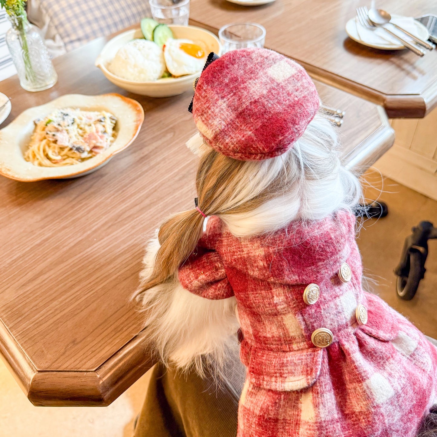 Fancy House Classic Tweed Double Button Coat Dress