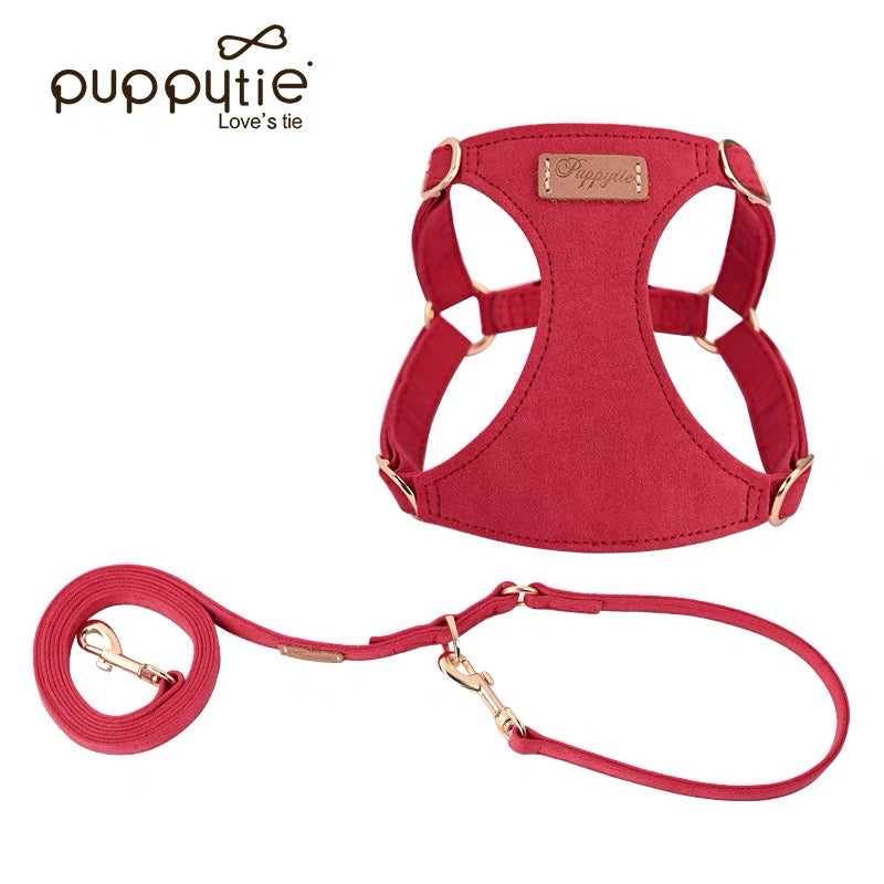 작은 개를위한 Puppytie Dog Leash 및 하네스 조끼 - 강아지, 찻잔 개 및 장난감 품종을위한 조절 식 가슴 스트랩