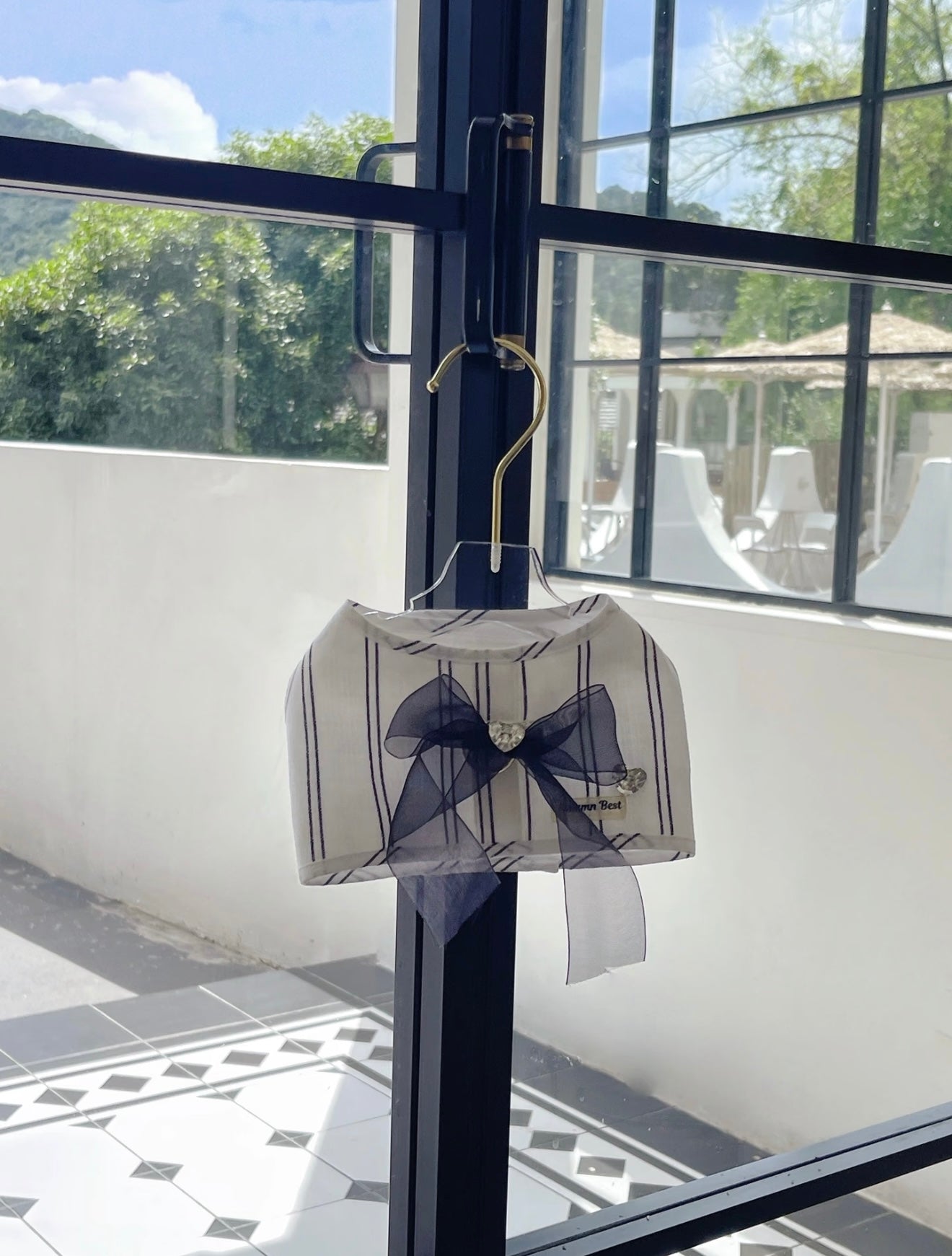 Autumn Bless デイジーレース&ストライプリボンハーネス(取り外しリボン付き)|Daisy Lace & Stripe Ribbon Harness with Removable Bow