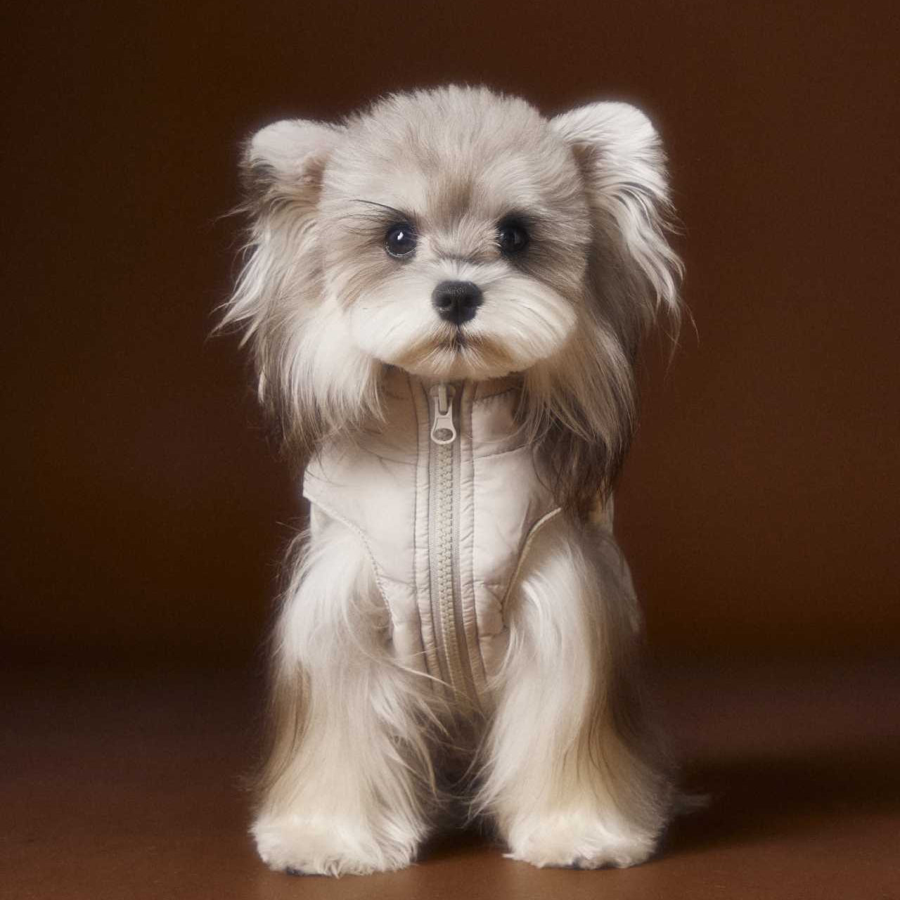 Tawney Bear Bear Ear Zip-Up Down Jacket for Small Dogs (Grey Version)