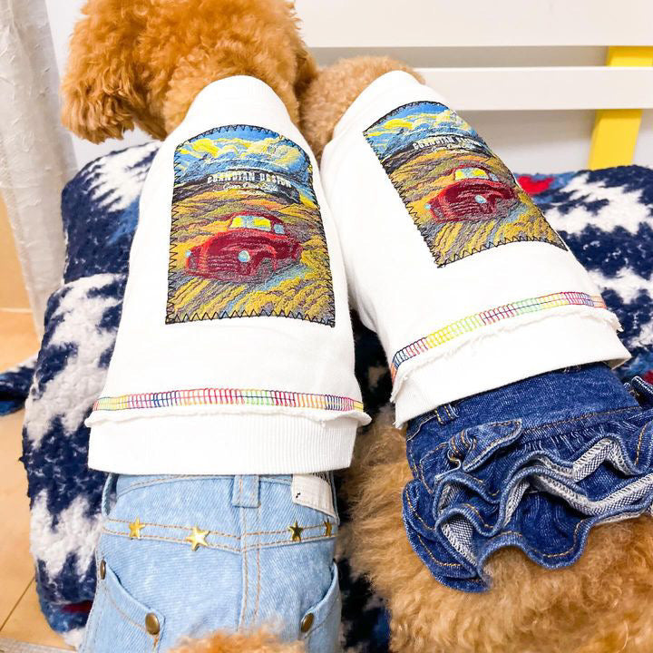 Taniwina 빈티지로드 트립 차 스웨트 셔츠 - 레트로 프린트 애완 동물 풀오버