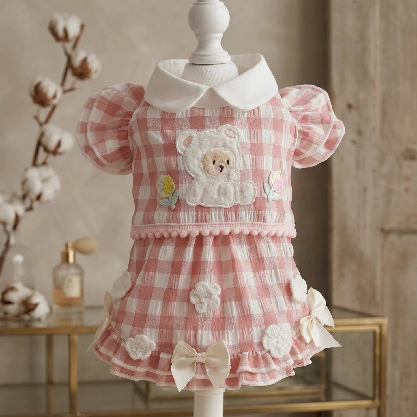 Elsamilu Sweet Bear Gingham Princess Dress
