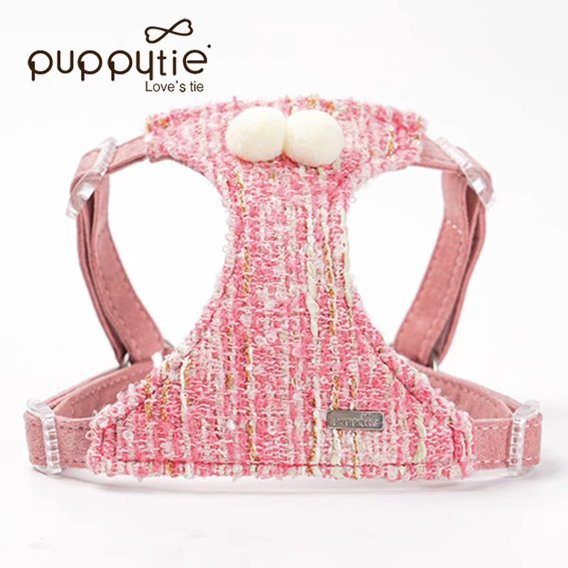 Puppytie 犬用リード 小型犬外出用ハーネス 秋冬限定 | Tweed Dog & Cat Harness – Adjustable No-Pull Vest for Small Pets, Autumn/Winter Collection