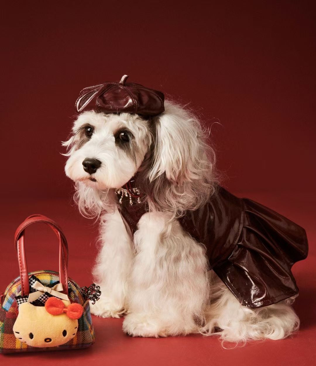 Tawney Bear Autumn Chic Sleeveless Faux Leather Pet Dress