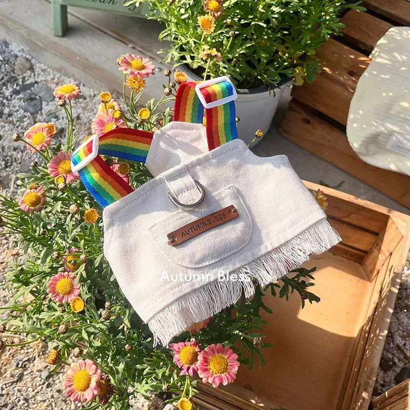 Autumn Bless Rainbow Twill Harness with Fringed Hem