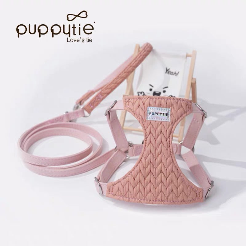 夏のPuppytie Dog Harness - Bichon、Yorkshire、およびその他のペット向けの軽量リーシュセット - 散歩や屋外旅行に最適