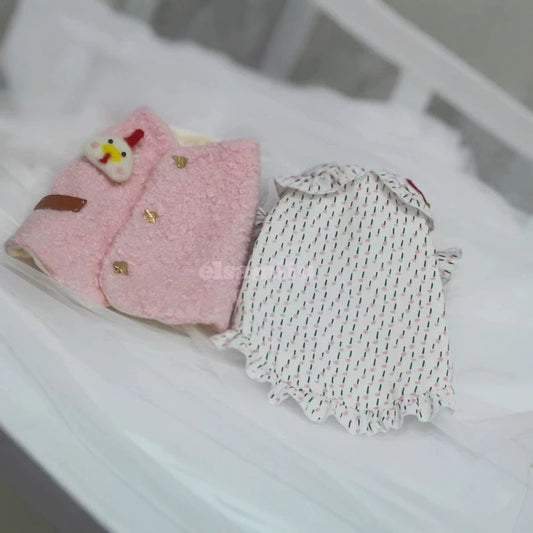 Elsamilu Cozy Chick Vest & Ruffle Shirt Set (Pink)