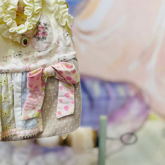 Elsamilu Patchwork Kitty Garden Dress-Baby Pink
