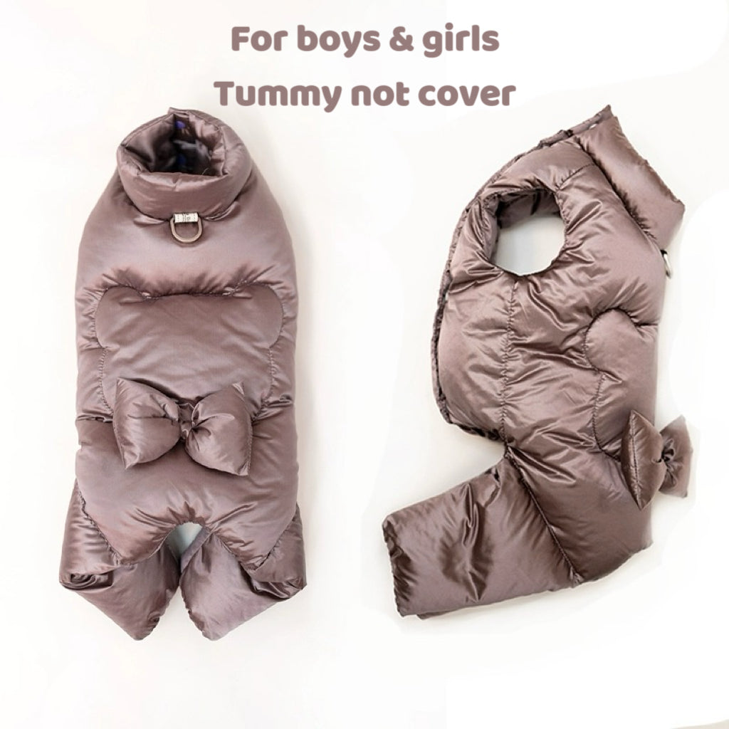 タニウィナ冷たい天気の仲間:ハーネス付きのロンパーダウン