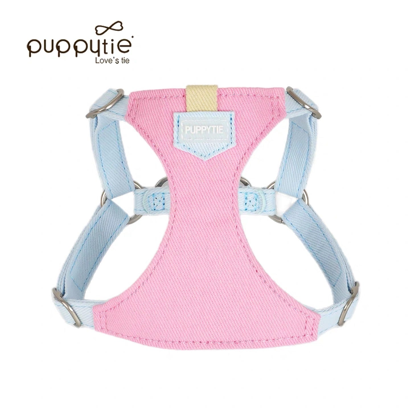 Puppytie マカロンキャンディシリーズ ペット用リード&ハーネスセット – 小型犬・猫用の可愛いデニム風ベスト型胸当て、散歩に最適| Macaron Candy Series Pet Leash & Harness Set – Cute Denim Vest-Style Chest Harness for Small Dogs and Cats, Perfect for Daily Walks