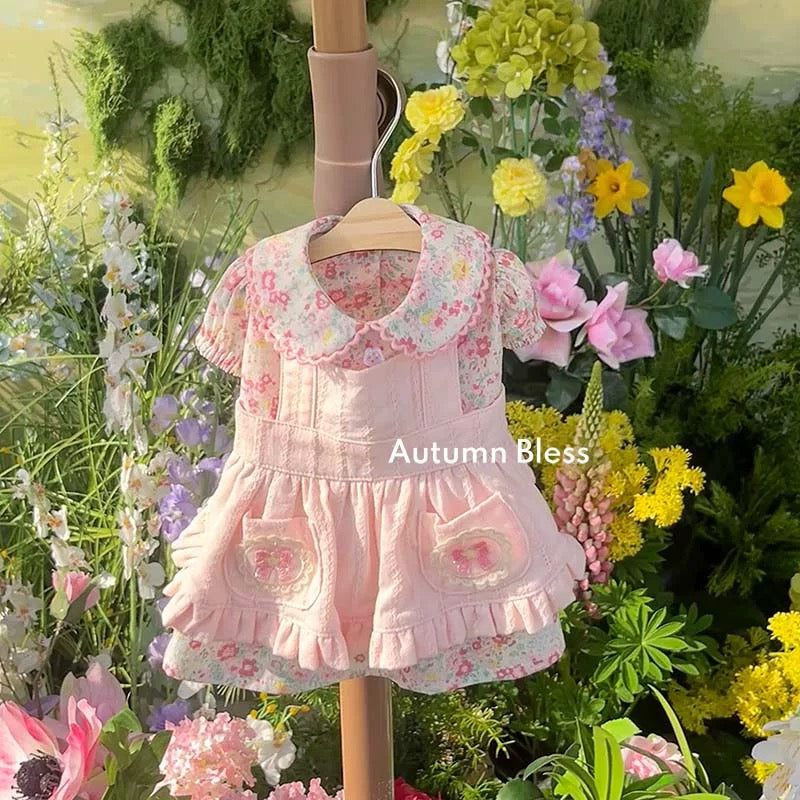 Autumn Bless のエプロンレイヤードドレスを祝福します|花のエプロンレイヤードドレス