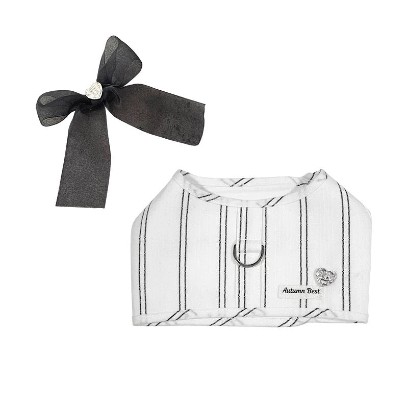 Autumn Bless デイジーレース&ストライプリボンハーネス(取り外しリボン付き)|Daisy Lace & Stripe Ribbon Harness with Removable Bow
