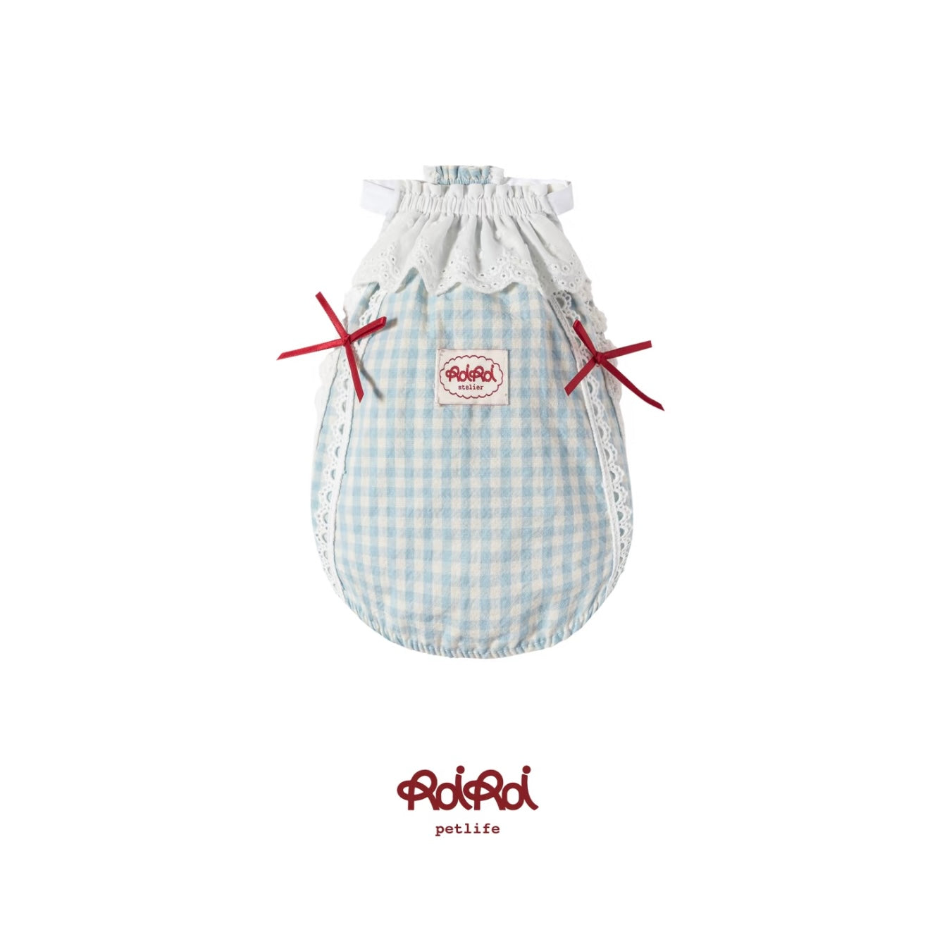 RoiRoi Red Gingham Lace Story Pet Dress