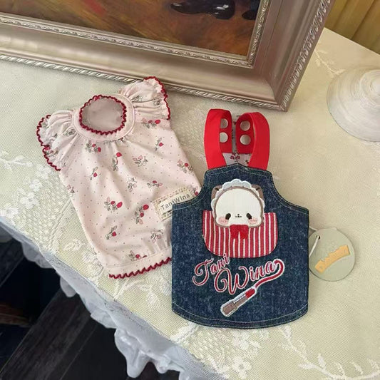 TaniWina Playful Paws Puff Sleeve Shirt - Sweet Strawberry & Dreamy Carnival