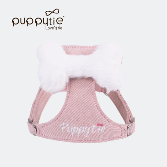 Puppytie プラッシュボーンドッグ&キャットハーネス – ソフトツイル生地使用、刺繍ロゴ入り|Plush Bone Dog & Cat Harness – Soft Twill Fabric, Embroidered Logo