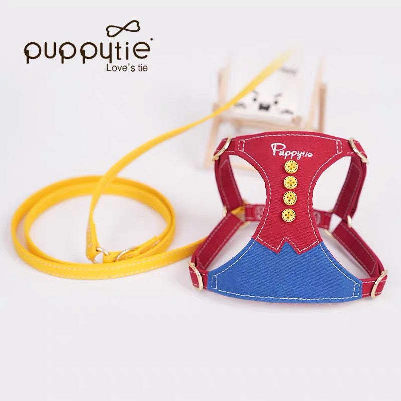 Puppytieノーティカルエクスプローラーツートーンペットハーネス | プレミアムコットン使用 | 猫&小型犬用 |Puppytie Nautical Explorer Two-Tone Pet Harness | Premium Cotton | For Cats & Small Dogs