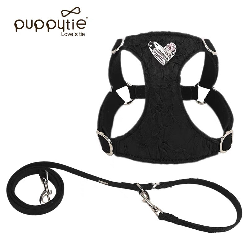 Puppytie エレガントハートペットハーネス(猫&小型犬用)| 柔らかく通気性があり、ラグジュアリーなデザイン| Elegant Heart Pet Harness for Cats & Small Dogs | Soft, Breathable & Luxurious Design