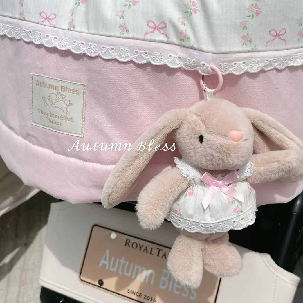 Autumn Bless ペットカート用うさぎのぬいぐるみチャーム | Bunny Plush Charms for Pet Strollers – Pastel Ribbon Trio