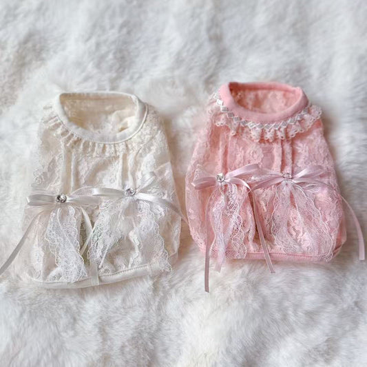 TaniWina Lace Flaower Ribbon Shirt (2 Colors)