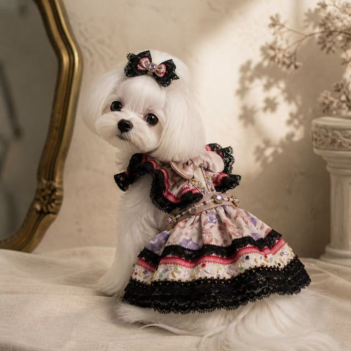 Elsamilu Flower Garden Lace Dog Dress – Purple