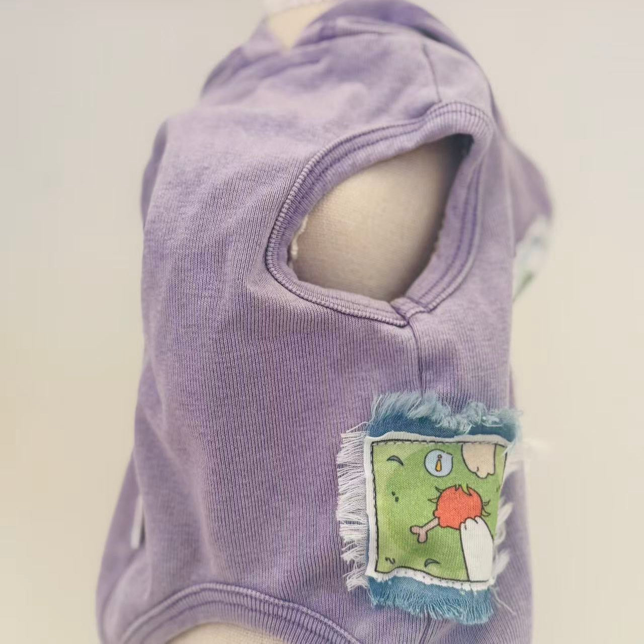 TaniWina Purple Corduroy Puppy Hoodie โ Cartoon Dog Illustration Story Series S01E01