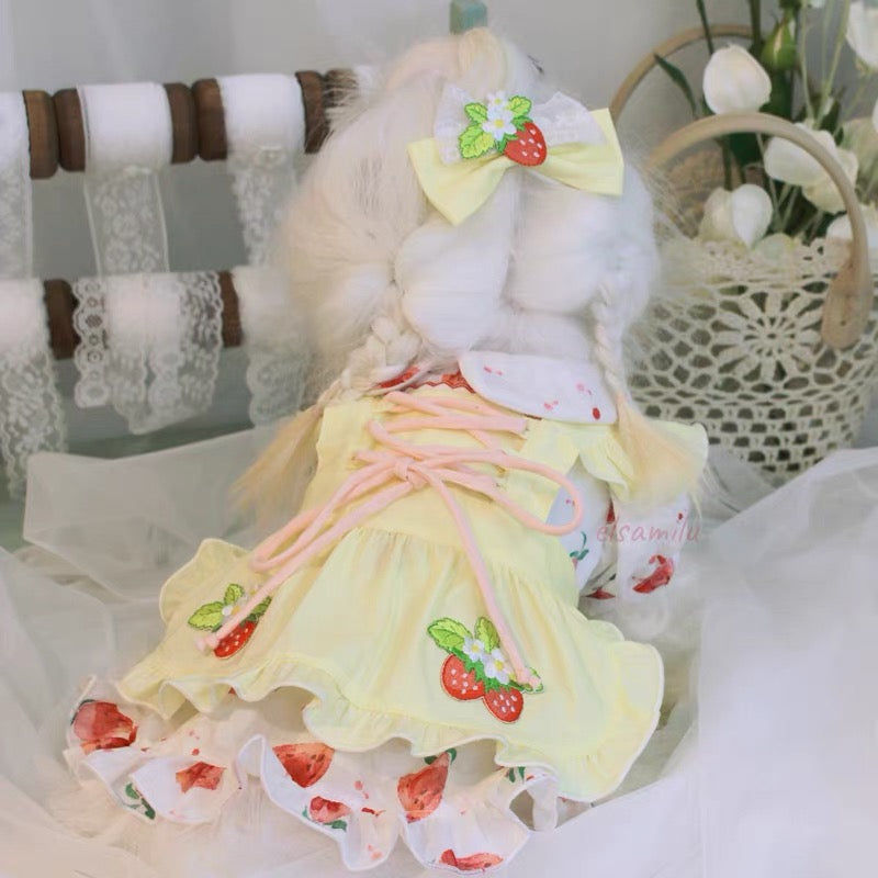 Elsamilu Sweet Strawberry Lace-Up Dress