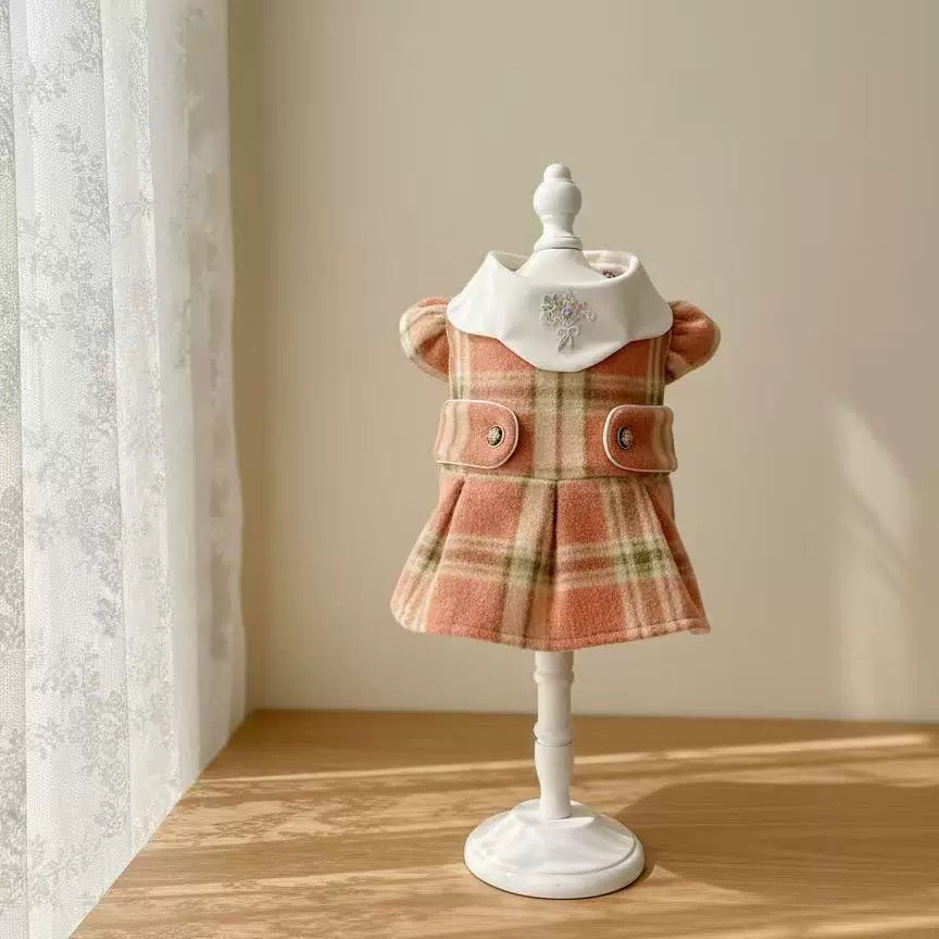 Elsamilu Plaid Elegance Wool Pet Dress