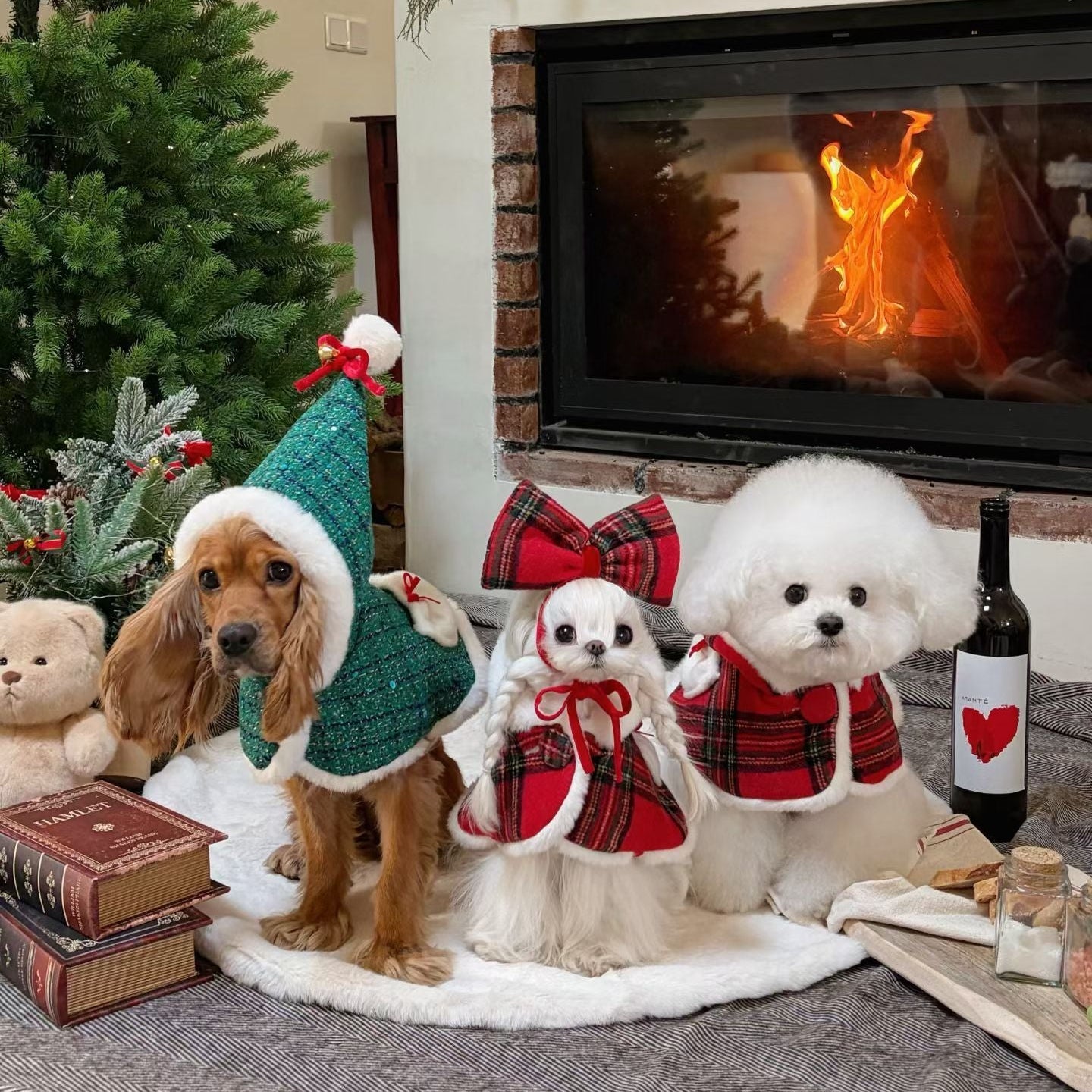 クリスマス 襟付き ニット カーディガン ツリー ビーズ かわいい 犬  サンタ クリスマスを楽しく過ごそう♪ | 【通販】雑貨とペット用品の通販