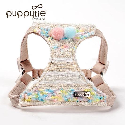 Puppytie 犬用リード 小型犬外出用ハーネス 秋冬限定 | Tweed Dog & Cat Harness – Adjustable No-Pull Vest for Small Pets, Autumn/Winter Collection