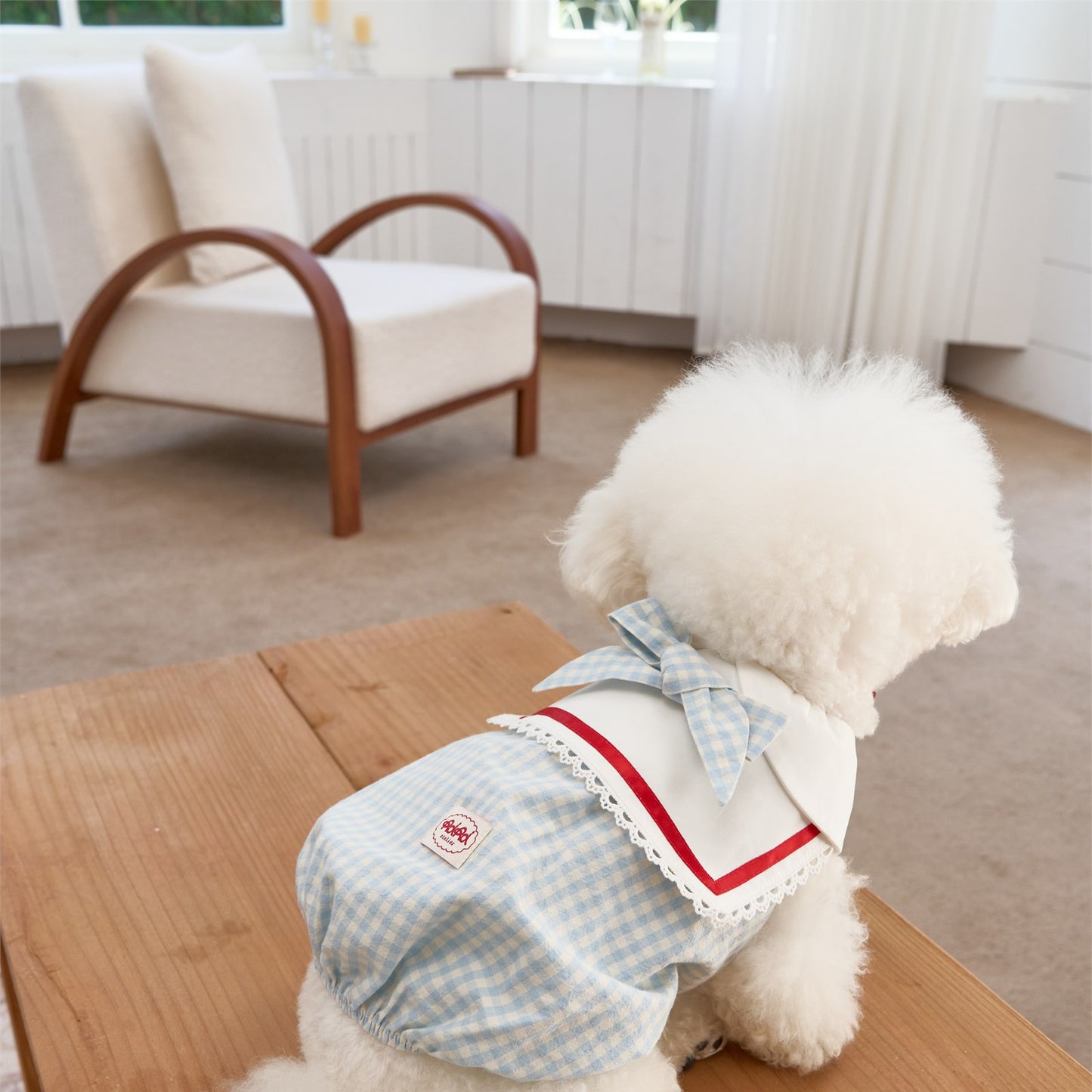RoiRoi Gingham Story Sailor-Collar Pet Dress