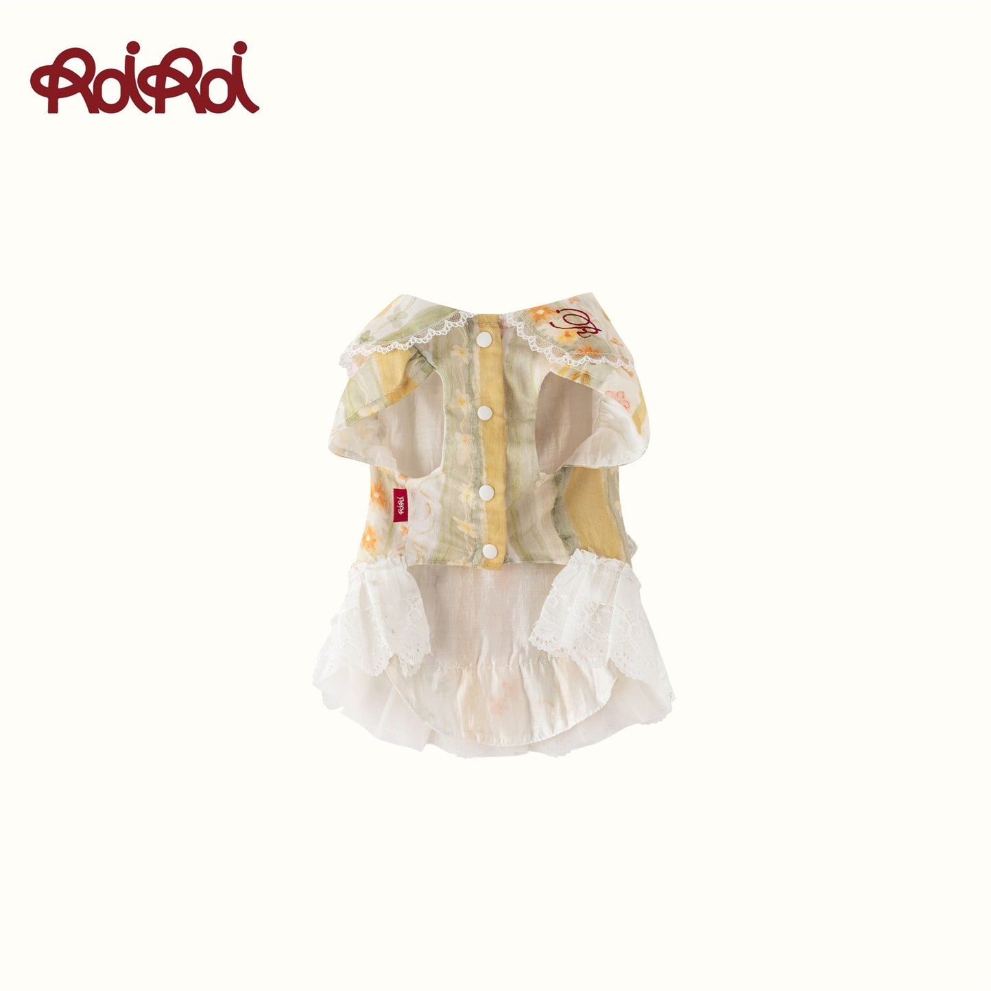 RoiRoi Cream Floral Lace-Bow Pet Dress