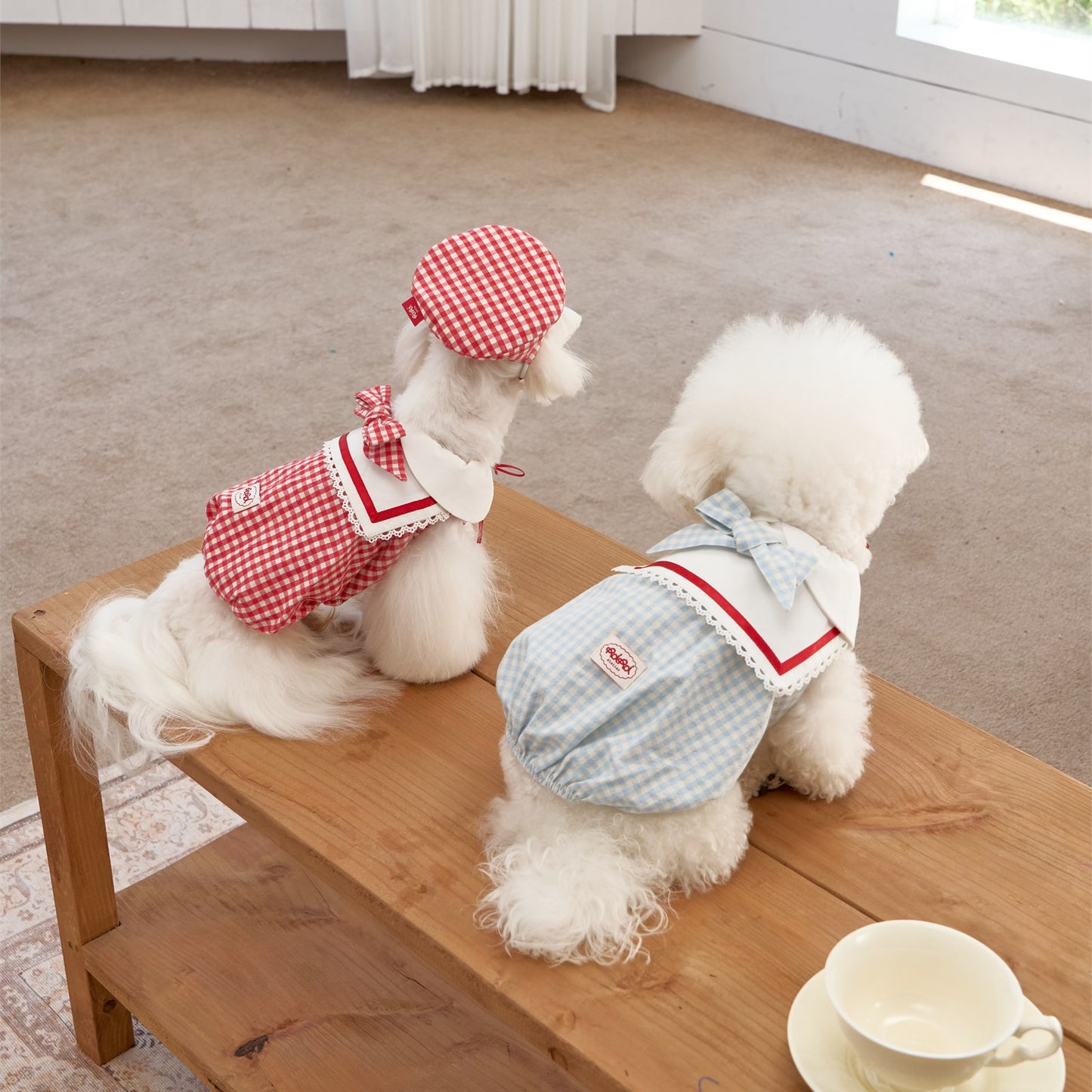 RoiRoi Gingham Story Sailor-Collar Pet Dress