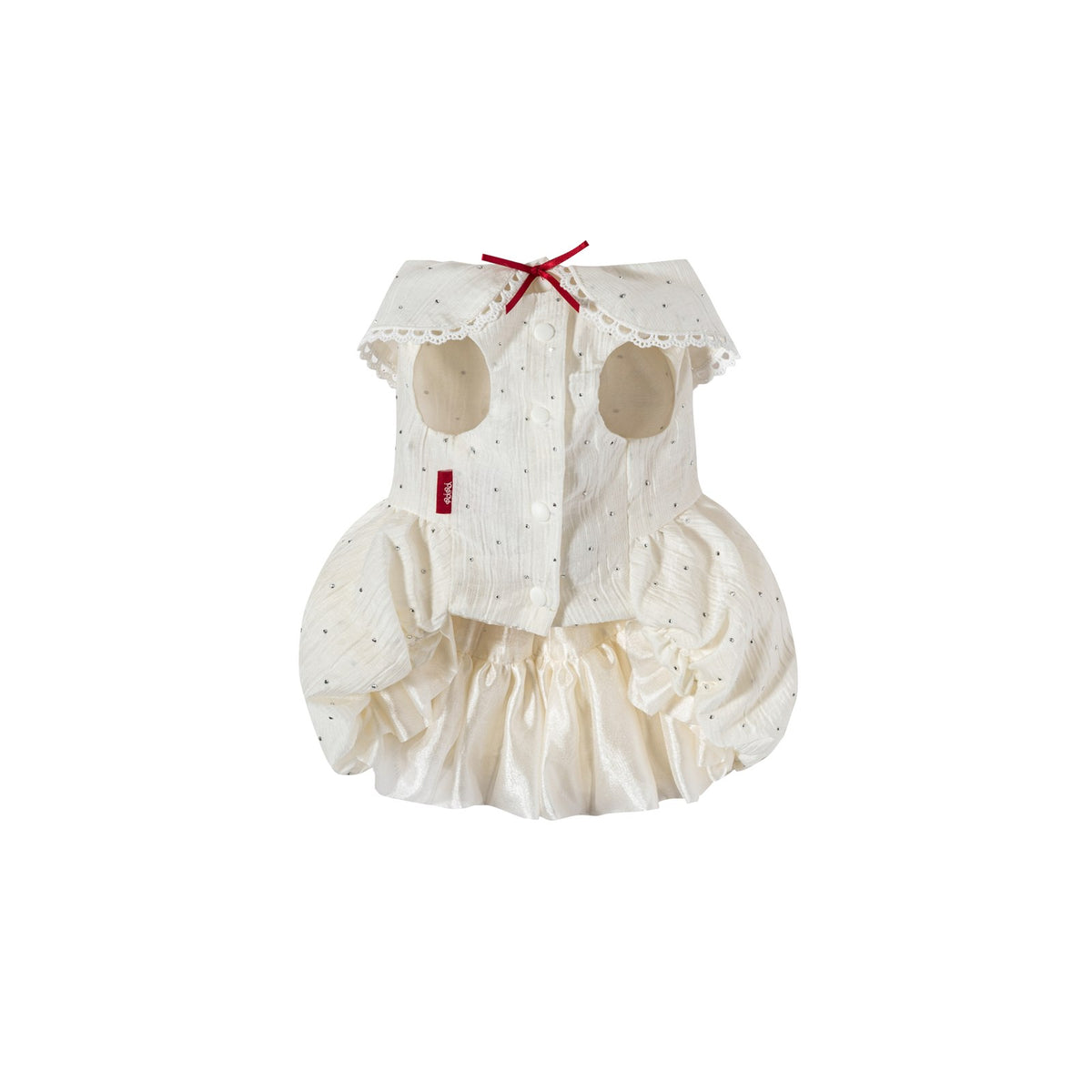 RoiRoi Ivory Sparkle Flower-Bud Pet Dress