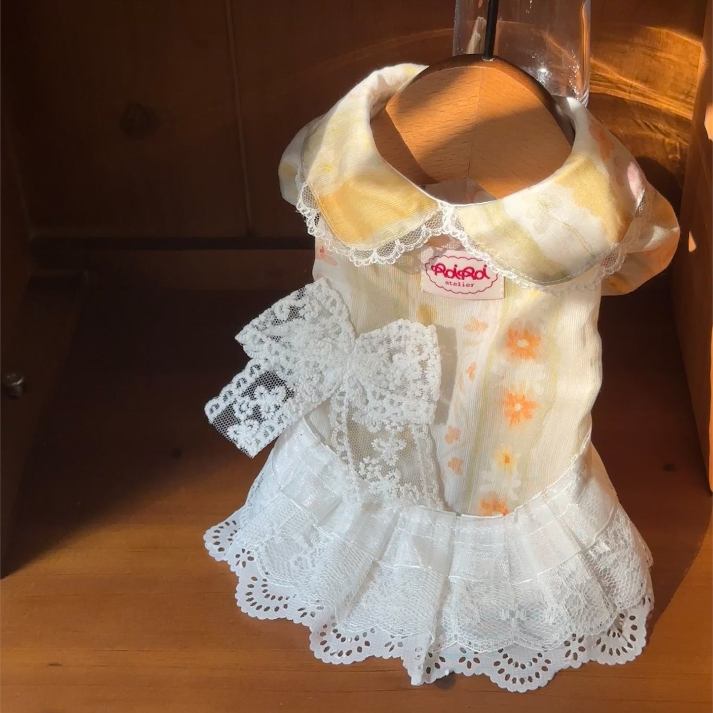 RoiRoi Cream Floral Lace-Bow Pet Dress